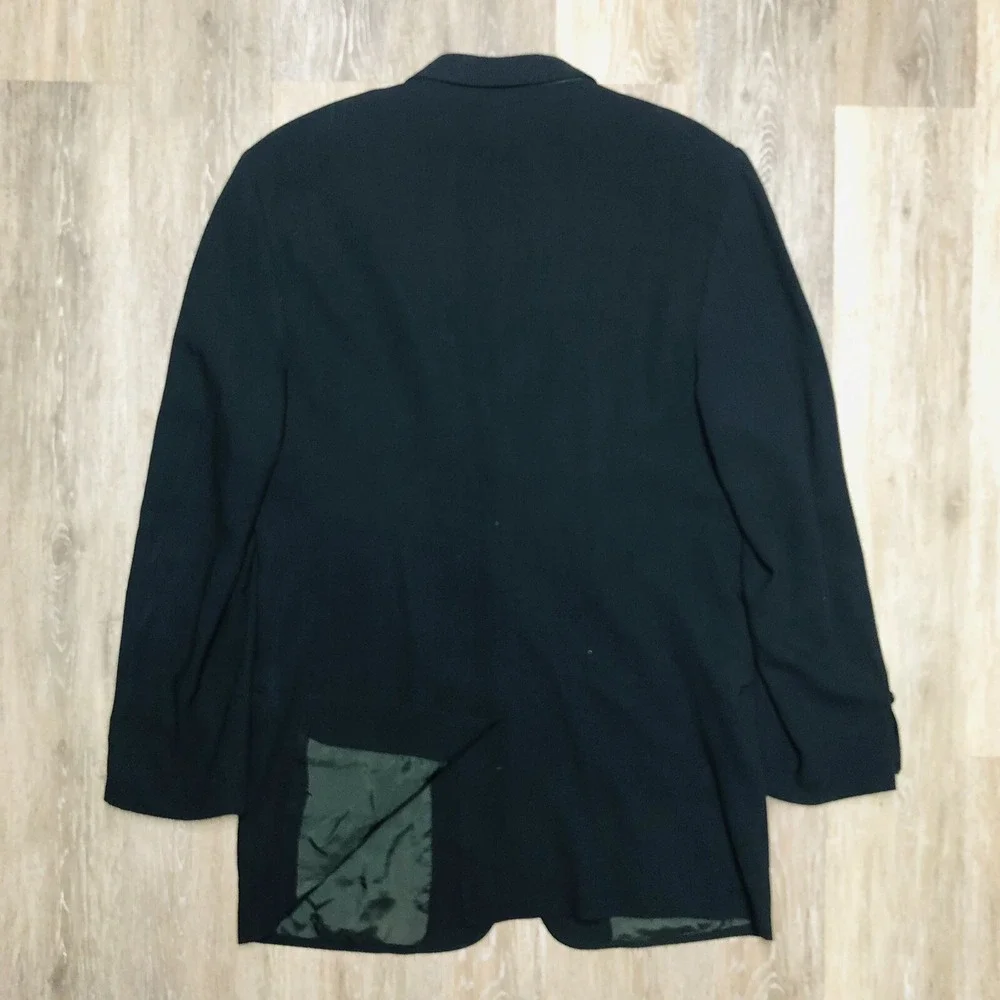 Calvin Klein Black Virgin Wool 3 Btn Single Vent Made in Italy Blazer Men Sz 44L